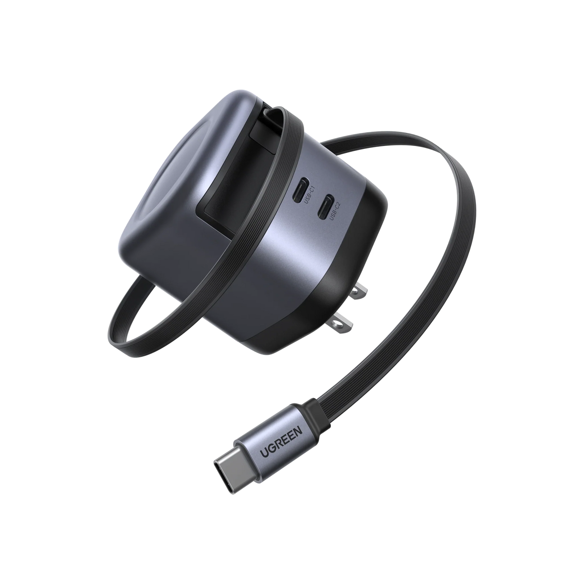 UGREEN Nexode 45W 2-Port Charger with Retractable Cable
